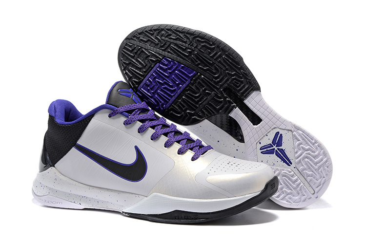 Nike Kobe 5 White Black Purple Shoes